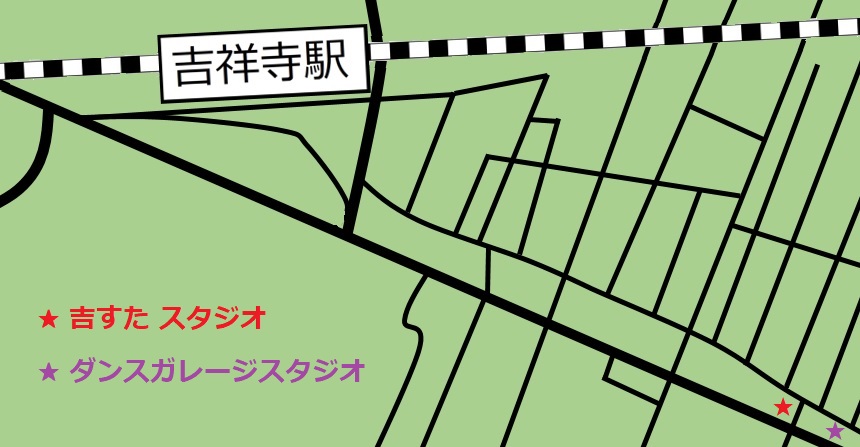 吉祥寺 ダンスガレージ レンタルスタジオ までの地図です